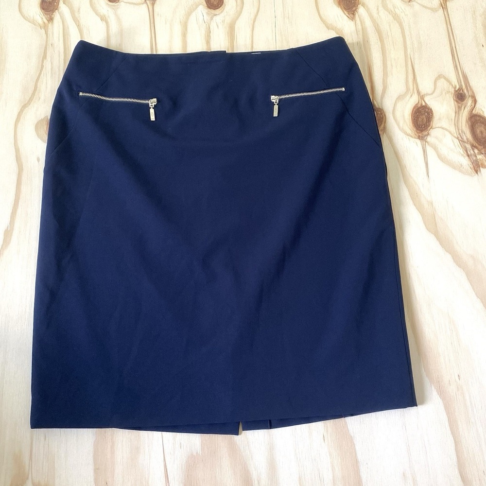 Tommy Hilfiger Womens Pencil Skirt Size 16 Navy Blue Zipper Accent